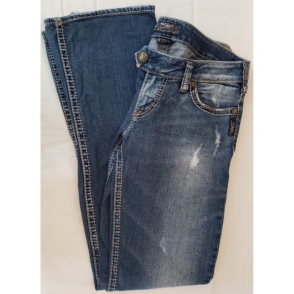 Silver Tuesday Bootcut Distressed Jeans ~ Women's Plus W30 L33 - Picture 6 of 14